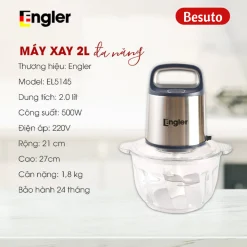 Máy xay thịt Engler EL5145 dung tích 2L công suất lớn 500W cối thuỷ tinh