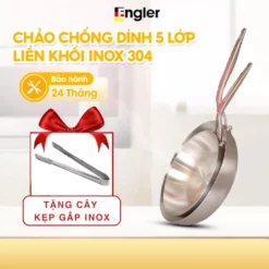 Chảo Nông Lòng Engler inox 304 nguyên khối đa năng EL3850, size 26cm dùng được mọi loại bếp