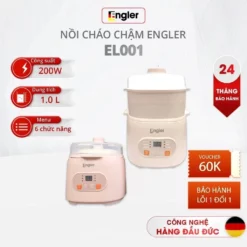 Nồi Nấu Cháo Chậm Engler EL001 dung tích 1L công suất 200W, 6 chế độ cài đặt sẵn tiện lợi