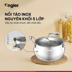 Nồi Inox Engler size 20 dùng mọi loại bếp inox nguyên khối 5 lớp dày dặn nồi táo inox 304 an toàn sức khoẻ