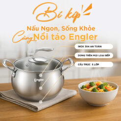 Nồi Inox Engler size 22 dùng mọi loại bếp inox nguyên khối 5 lớp dày dặn nồi táo inox 304 an toàn sức khoẻ