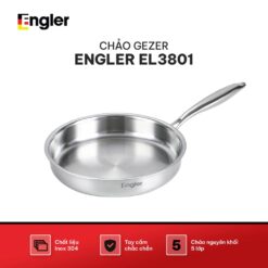 Chảo đồi mồi Gezer Engler inox 304 size 30 , chống dính cao cấp, đáy từ 5 lớp, tay cầm cách nhiệt, dùng mọi loại bếp